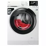 AEG Lavadora de Carga Frontal 8 Kg, LFR6184N4B, 1400 rpm, Libre Instalación, Función Vapor, Programa Rápido, Motor Inverter, Panel LCD, Serie 6000, Blanca, Clase A, Fabricado en UE