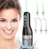 ETROBOT Irrigador Dental Portatil Profesional, Irrigador Bucal Inalámbrico Profesional 5 Boquillas 4 Modos, IPX7 Impermeable USB-C Recargable para Limpieza Dientes（Negro）