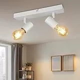 Kimjo Lámpara de Techo con 2 Focos Blanco, Plafón LED Techo E27 Ajustables y Giratorios, Aplique Pared Bombilla E27 para Interiores Dormitorio Sala Cocina Corredor, Max. 60W, No Incluye Bombilla