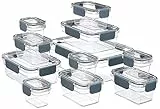 Amazon Basics Recipientes de Plástico Tritán para Almacenar Alimentos, Cierre Hermético de Plástico Tritán, 22 Piezas, Transparente