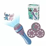 LEXIBOOK, Disney Stitch, proyector de Cuentos, Linterna y proyector con 3 Discos, 24 imágenes, CREA Tus Propios Cuentos, Azul/Morado, LTC050D