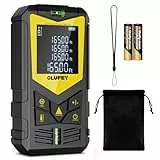 OLUFEY Medidor Láser de Distancia Láser 50 m, Herramienta de Medición Digital Portátil IP54, Buscador de Rango con Niveles de Burbujas y Pantalla LCD Retroiluminada
