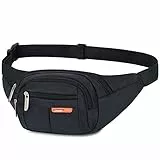 AirZyx Riñoneras de Marcha Moda Running de Acampada y Marcha Bolsos de Gimnasio Bolsos Bandolera para Hombre Mujer (Negro)