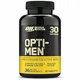 Optimum Nutrition Opti-Men Suplementos Multivitamínicos para Hombres con Vitamina D, Vitamina C, Vitamina B6 y Aminoácidos, Sin Sabor, 30 Porciones, 90 Cápsulas