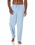 Amazon Essentials Pantalón de Pijama Tejido de Corte Recto con Bolsillos Hombre, Azul Claro Rayas, L