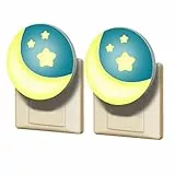 Annmore Luz Nocturna Infantil Enchufe, LED Lámpara Quitamiedos Bebé con Sensor de Crepúsculo, Luz Noche para Dormitorio, Pasillo, Escaleras (2)
