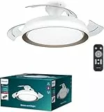 Philips Ventilador de Techo Bliss con luz LED 28W, motor DC (35W), temperaturas de color (2700K-4000K-5500K), Mando Incluido, color Blanco y Dorado (versión 2024, instalación fácil)