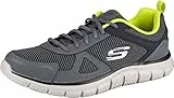Skechers Track Bucolo, Zapatillas de running Hombre, Gris (Charcoal/Black Leather/Mesh/Lime Trim), 44 EU