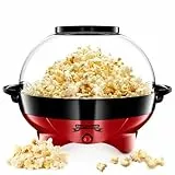 Gadgy Palomitero | PopCorn Machine Clásica y Rápida | Máquina de Palomitas de Aire Caliente, Sin Aceite ni Grasa | Incluye Vaso Medidor y Tapa Superior Abatible | Acabado Rojo Retro