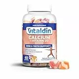 VITALDIN 60 Gominolas de Calcio & Vitamina D3, 500 mg, 1.000 IU por dosis – (30 días) sabor Frutas – Ayuda a mantener huesos y dientes – Sin Gluten – Apto para Niños & Adultos