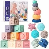 Juguetes Montessori 1 Años – Set de 22 Piezas Sensoriales de Silicona Suave - Juego para Apilar y Encajar para Niños y Niñas de 6 Meses a 3 Años – Estimulación Temprana y Alivio en la Dentición