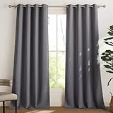PONY DANCE Cortinas Salon Modernas 2 Piezas Cortinas Termicas Aislantes Frio y Calor 140x260 CM Cortinas Grises con Ojales Cortinas Opacas Dormitorio Cortinas para Habitacion Matrimonio