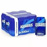 AQUARIUS Limón, Bebida Hidratante con Sales Minerales, Baja en Calorías, 9 x 330 ml