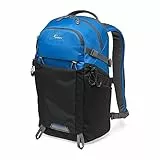 Lowepro LP37259-PWW Photo Active, Mochila para cámara exterior sin espejo con divisores QuickShelf, Tablet 12'/iPad/ Hidr.2L, Sony, Canon, Nikon, Objetivos, Gimbal, Dron, DJI, Azul/Negro