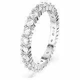Swarovski Anillo Matrix Vittore, Talla redonda, Blanco, Acabado en tono plateado