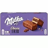 Milka Choco Trio, Bizcocho de Cacao y Cubierto con Chocolate con Leche de los Alpes, 150g