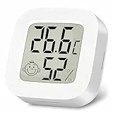 Ainiv Higrometro Digital Termometro, 1 Piezas Mini Termómetro Interior del Higrómetro, Pantalla LED con Logo de Confort para Termometro Ambiental para Hogar Oficina Dormitorio Jardín (Blanco)