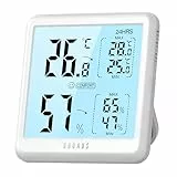 DOQAUS Termómetro Higrómetro para Interior Digital Termohigrómetro Ambiental Profesional con Gran Pantalla LCD,5s de Respuesta Rápida para Medición de Temperatura/Humedad para Hogar&Oficina-Blanco