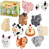 Binnan 10Pcs Juguetes a Juego de Animales de Granja, Montessori Juguetes para Niños, Clasificación por Colores y Apilamiento, Granja Juguete Juegos Educativos Niños Niñas