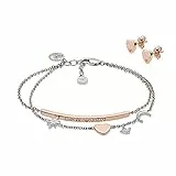 Emporio Armani Juego Para Mujer, Tamaño Stud: 8X7X2mm; Lg Pulsera: 160mm + 20mm; Barra: 40X3X2mm; Estrella: 8X8X2mm; Corazón: 7X7X2mm; Luna: 7X6X2mm Juego Oro Rosa Plata De Ley, EG3417221