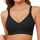 Xnova Sujetadores Mujer sin Aros con Relleno Sujetador Reductores sin Costuras Sostenes de Mujer Push Up Bralette Comodos Brasier de Dormir, Negro, XL