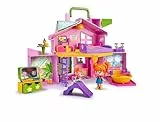 PIN Y PON - Casa Rosa Maletín, casita de muñecas Plegable Grande, con Muchas Habitaciones Diferentes y Accesorios de la Vida Diaria, para Montar una Ciudad de minimuñecas, 4 años, Famosa (700017012)