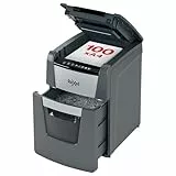 Rexel 2020100MEU - Destructora de Papel Automática Optimum AutoFeed 100M, Microcorte P-5 (2x15 mm), 100 Hojas A4, Papelera Extraíble 34L, Destruye Grapas y Clips, Oficina