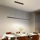 SENFAY Lámpara colgante LED Moderna Regulable, 80cm Iluminación colgante Negro con Control Remoto, 32W Lampara Colgante Isla Cocina Diseño lineal altura ajustable Para Comedor, Cocina, Oficina