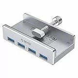ORICO Hub USB 3.0 4 Puertos, Hubs USB Tipo Clip 5Gbps Mini Hub Datos Aluminio Multi USB con Cable 150 cm (A a A, Blanco) para Monitores