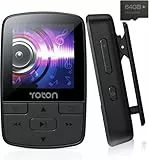 YOTON Reproductor MP3 con Bluetooth 5.2, 64GB Mini HiFi-Music Player con Clip Deportivo, Reproductor MP3 Portátil para Niños con Botón de Volumen Independiente, Radio FM, Auriculares Incluidos