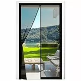 Fillis Mosquitera Magnética para Puerta, 100x210cm Mosquitera de Fibra de Vidrio para Puerta de Balcón Sin Taladrar Cortina Magnética para Balcón Salón Dormitorio Puerta de Patio, Negro