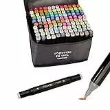 Rotuladores alcohol Marcadores permanente 121 colores artísticos Doble Punta Pincel y Cincel Alcohol de Marker, bolígrafo profesional de doble punta para adultos y niños（non free flowing mark pen）