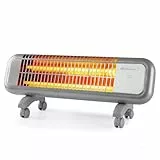 Orbegozo BPM 0105 - Estufa de cuarzo, 2 niveles de potencia, 2 barras de cuarzo, sistema antivuelco, ruedas de transporte, 1200 W