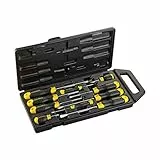 STANLEY Juego de 10 destornilladores Cushion Grip, 5 Punta Plana y 5 Phillips (para tornillos cabeza de cruz), Herramientas de Calidad para Todo Tipo de Trabajos, 2-65-005
