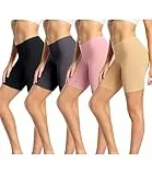 wirarpa Leggings Cortos Boxer Mujer Algodon Shorts Bragas Pantalones Pack de 4 Negro, Gris Oscuro, Rosa Beige Tamaño L