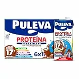 Puleva - Leche Proteína Extra Pro Chocolate, Rica en Calcio, Vitaminas B12 y D, Sin azúcares añadidos, 0% Grasa, Sabor Cacao - Pack 6x1L