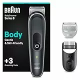 Braun Recortadora Corporal 5 BG5350, Afeitadora Corporal Masculina Con Tecnología SkinShield, Peine Para Zonas Sensibles, cortapelos hombre, maquina de afeitar, Lámina De Larga Duración, Gris/Blanco
