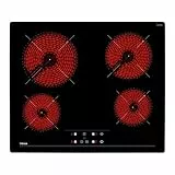 TEKA Vitrocerámica 4 Fuegos 60 cm, Tecnología Touch Control con Cronómetro, Sistema fácil instalación Fast-Click, Modelo TZ 6415