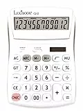 Lexibook, Calculadora de sobremesa de 12 dígitos con Pantalla abatible, Funciones básicas y de Memoria, Teclas Grandes y Pantalla para Oficina, Escuela, hogar, Solar y Pilas, Blanco/Gris, C212