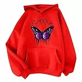 riou Sudaderas Mujer Originales, Mariposa Divertido Estampado Sudaderas Juveniles Sweatshirt Manga Larga Adolescentes Chica Suéter Abrigo Jersey Hoodie Originales Talla Grande