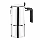 BRA Bali | Cafetera Italiana, Acero Inoxidable 18/10, Full induction, apto para todo tipo de cocinas incluida inducción, 10 Tazas, 11 cm