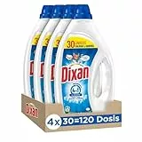 Dixan Gel Total 4+1, Detergente Líquido para Lavadora (pack de 4, total: 120 lavados), jabón para ropa blanca y clara. Limpieza, luminosidad, frescor y sostenibilidad.