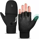 EEFOW Guantes y Mitones Térmicos de Invierno sin Dedos: Clima Frío, Cálido, Impermeable, Liviano, Pantalla Táctil, Correr, Ciclismo, Guantes Deportivos para Hombres y Mujeres, Negro L