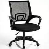 T-LoVendo - Silla de Oficina o Escritorio ergonómica con Soporte Lumbar, Malla Transpirable, Regulable en Altura, Ruedas antiarañazos, Color Negro