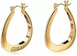 Guess - Pendientes de aro con logo ovalado pequeño, Metal, oro, talla única