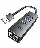 Adaptador USB Ethernet, Hub USB con 1000Mbps Ethernet y 3 USB 3.0 Puertos con Tarjeta Red LAN RJ45 Multipuerto Adaptador, Compatible con MacBook, iMac, XPS, Surface Pro, Windows, Mac/Linux y más