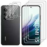 Lutree Cristal Templado para Xiaomi Redmi 15 4G / 5G, 3+3 Piezas Protector de Pantalla + Protector de Lente de Cámara, Dureza 9H HD Anti-Arañazos Vidrio Templado Película Protectora