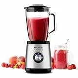Taurus Magnum 1500 - Batidora de vaso, jarra cristal 1.5L, 1500W, 4 cuchillas inox desmontables, pica hielo, bpa free, apta lavavajillas, 2 velocidades + Turbo