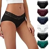 INNERSY Bragas Mujer Algodon Cómodas y Suaves Braguitas de Encaje Ropa Interior Cintura Media 6 Pack (M, Multicolor Vintage)