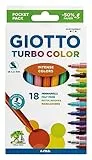 Giotto Turbo Color 18 Rotuladores, Punta fina, Mina de 2.8mm, Colores Surtidos, 18 unidades